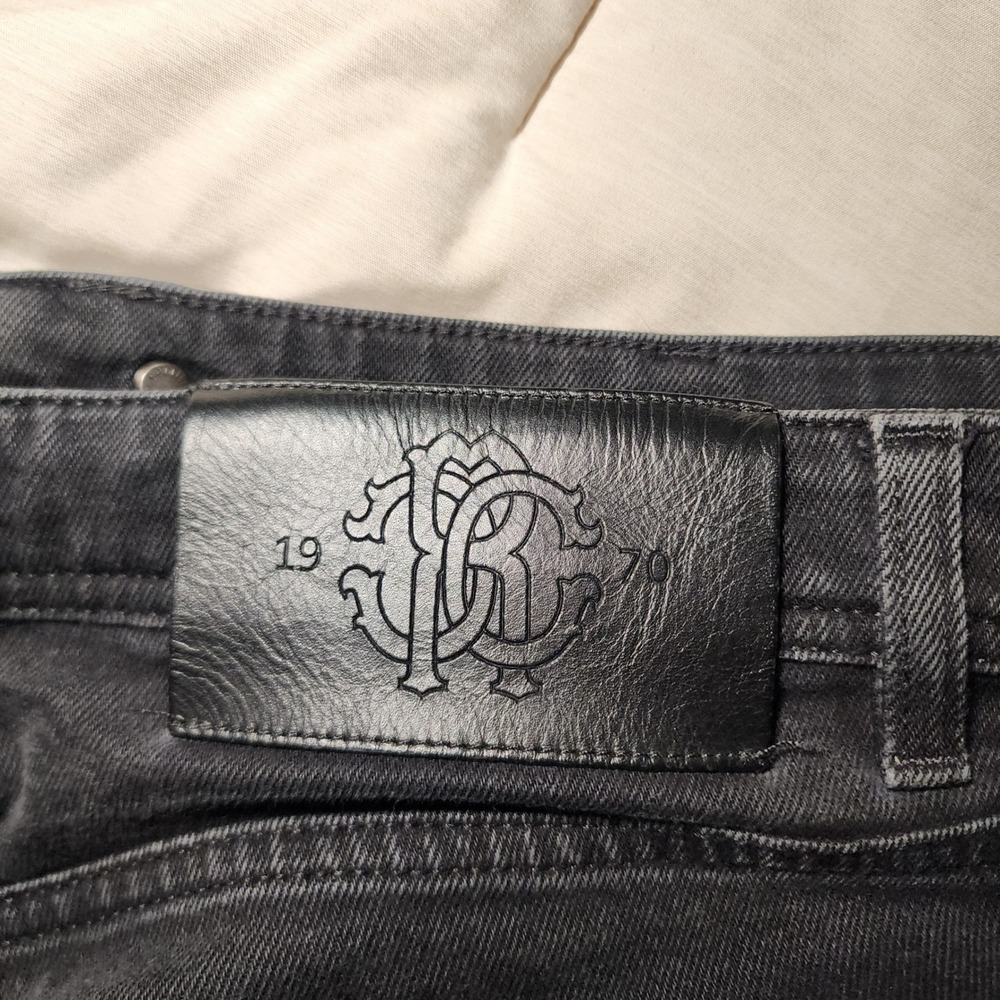 Roberto Cavalli Slim Fit Jeans Mens 32 Black Excellent Made in Italy Designer - Picture 7 of 7